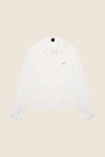 teresa helbig Camisa lúrex con cuello plisado