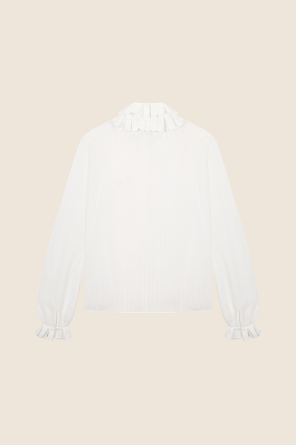 teresa helbig Camisa lúrex con cuello plisado Outlet online