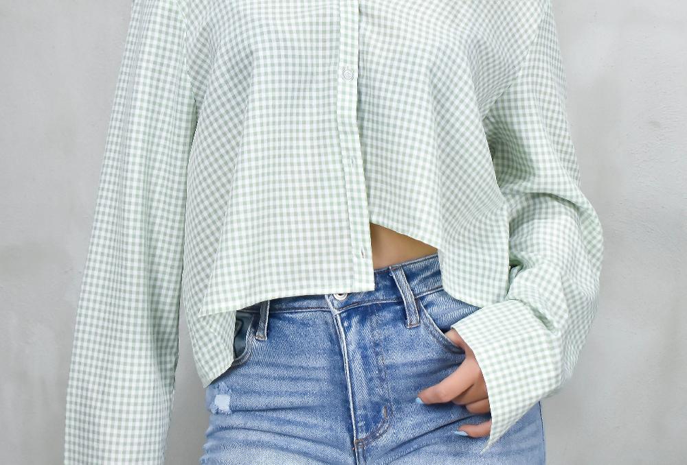 The New Black CA ML CROPPED PRINT CUADROS VERDE Y BLANCO The New Black CA ML CROPPED PRINT CUADROS VERDE Y BLANCO