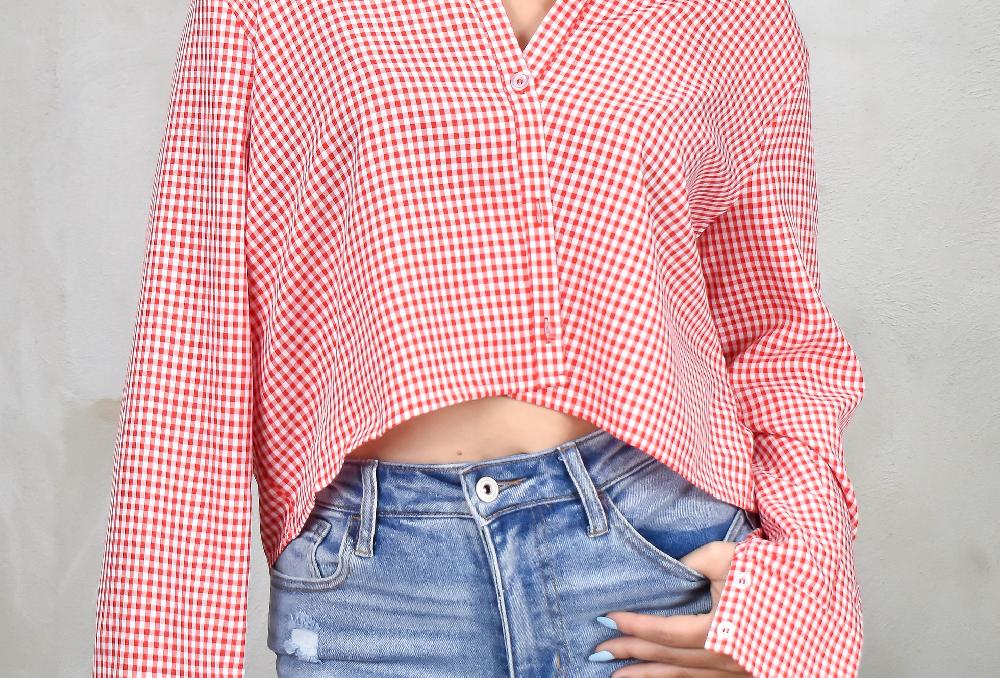 The New Black CA ML CROPPED PRINT CUADROS ROJO Y BLANCO The New Black CA ML CROPPED PRINT CUADROS ROJO Y BLANCO