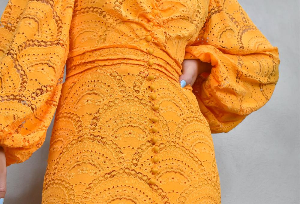 The New Black VT ML LARGO ENCAJE FLORAL NARANJA Grandes descuentos