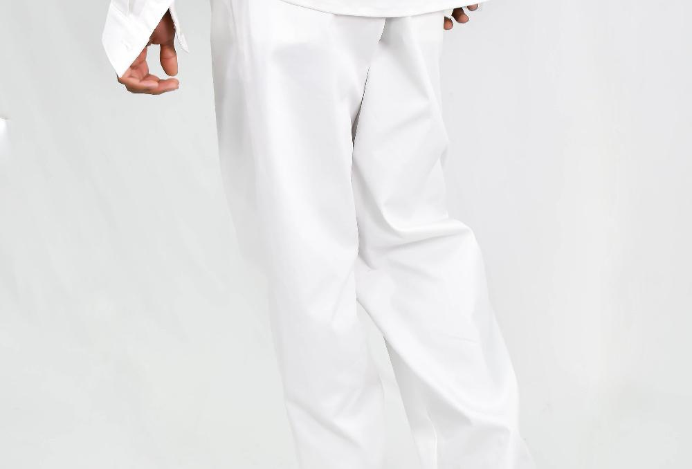 The New Black PANTS MEZCLILLA BLANCO PLISES CINTURA TRASLAPADA Descuentos del mes