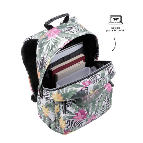 totto Mochila Acuarela - Tropical cebras Grandes descuentos