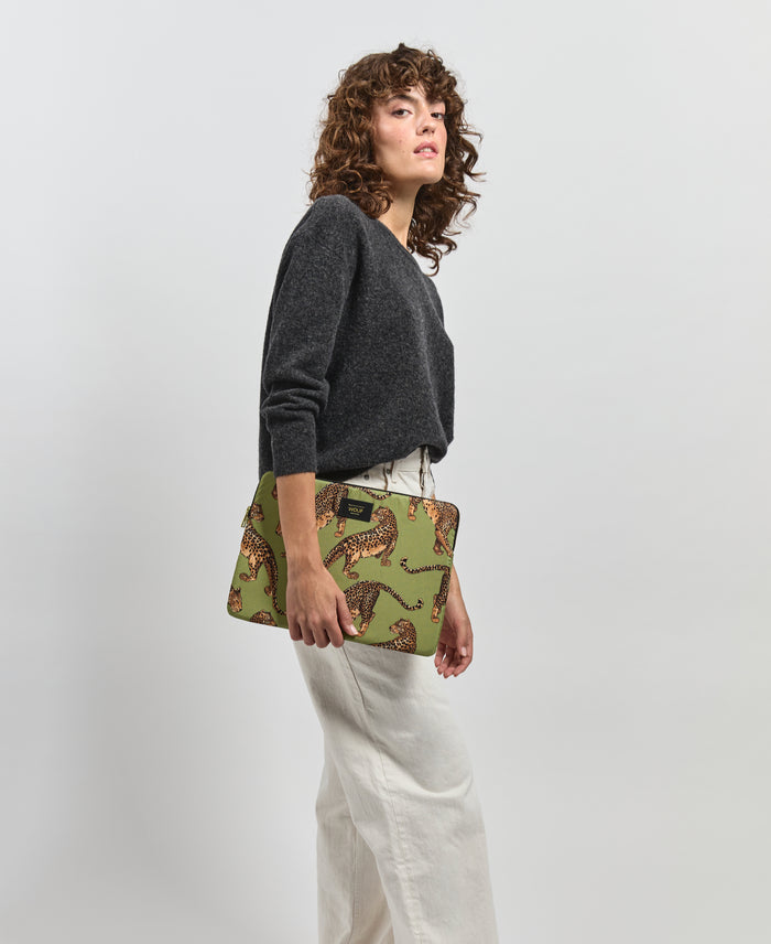 wouf Olive Leopard Laptop Sleeve 15&16 Liquidación