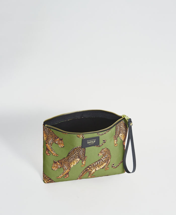wouf Olive Leopard XL Pouch Bag Ahorra y exporta
