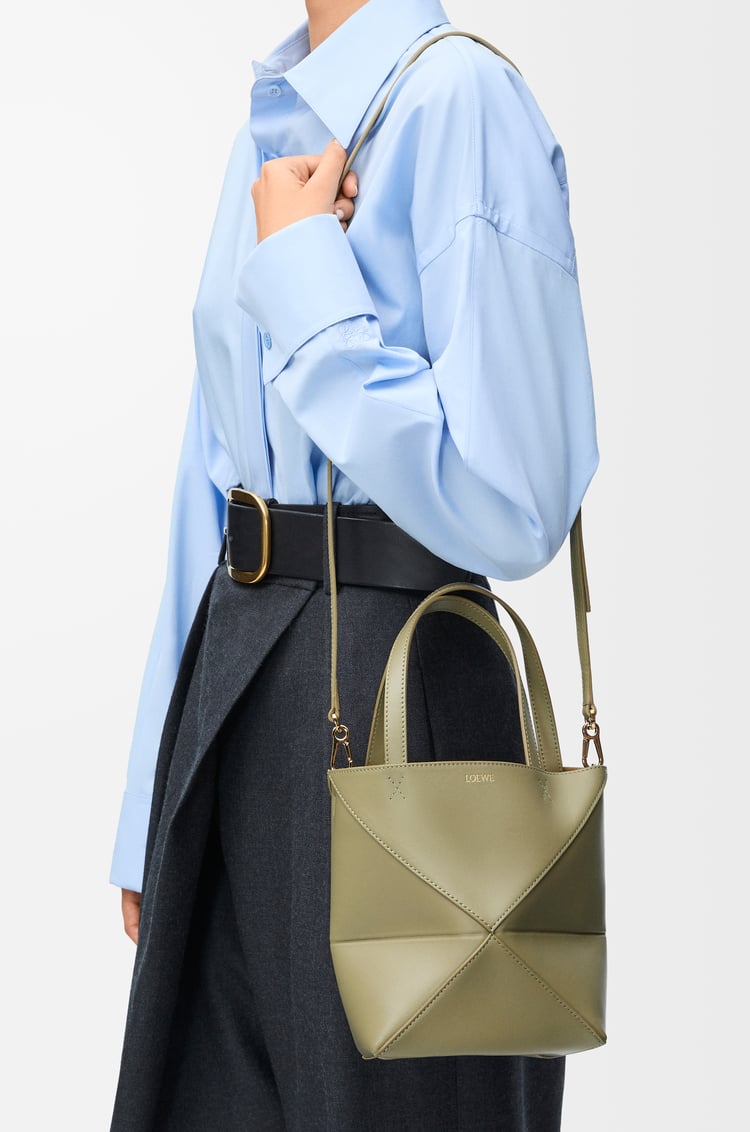 Loewe Mini Puzzle Fold tote in shiny calfskin 8 Colours En línea