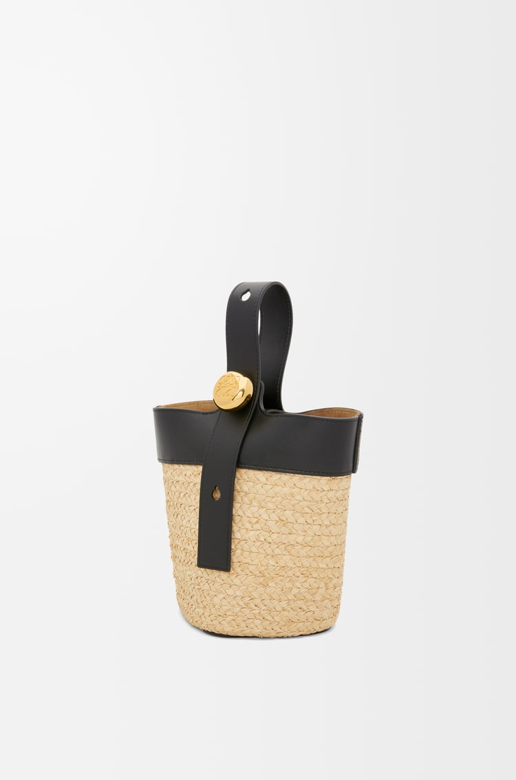 Loewe Mini Pebble bucket in raffia and calfskin 1 Colours Rebajas
