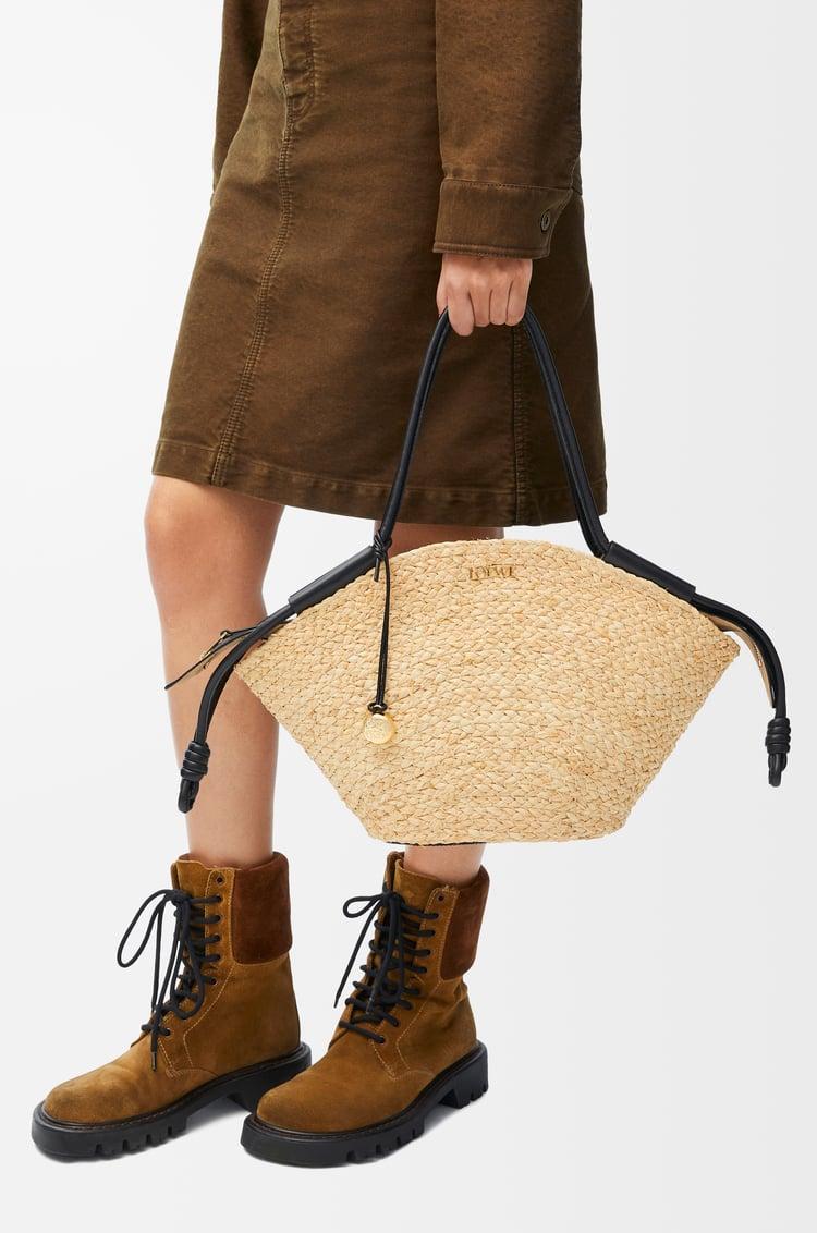 Loewe Small Paseo basket in raffia and nappa calfskin 1 Colours Libre de impuestos