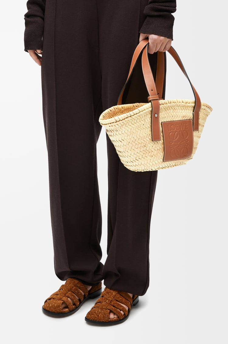 Loewe Small Basket bag in palm leaf and calfskin 1 Colours Ventas relámpago