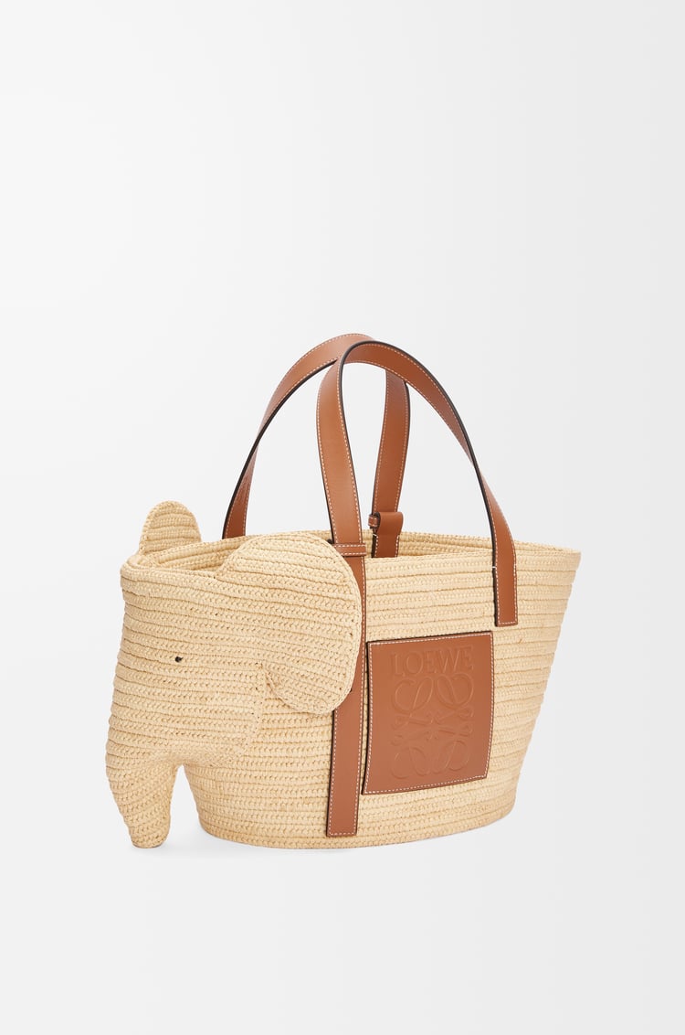 Loewe Elephant basket in raffia and calfskin 1 Colours Rebajas top