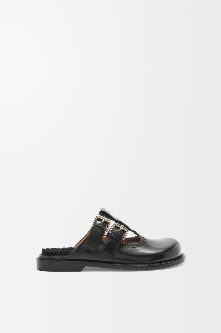 Loewe Campo Mary Jane mule in brushed calfskin and shearling 1 Colours Descuento