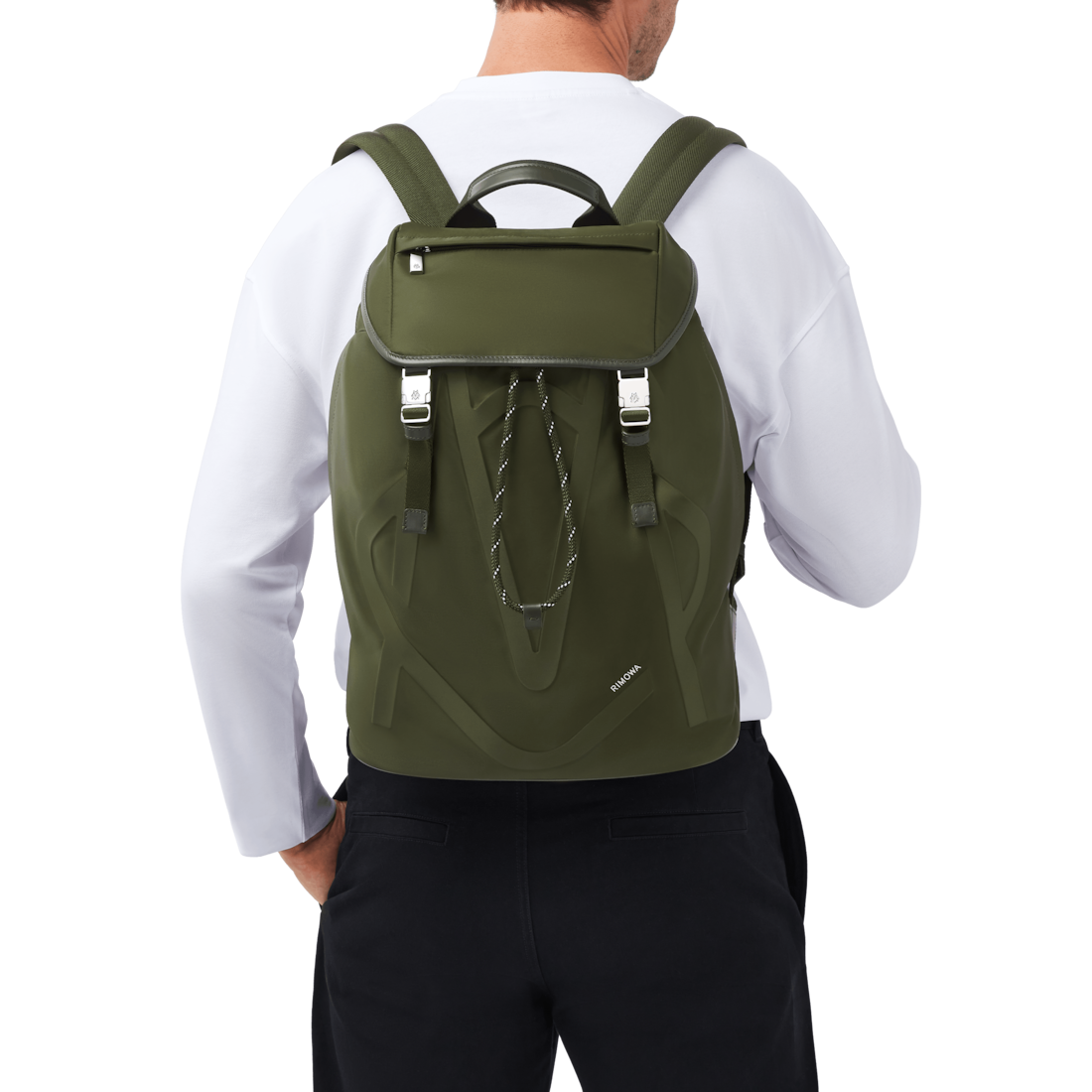 Rimowa Mochila de nailon ECONYL® con solapa Signature - VERDE CAQUI Descuentos del mes