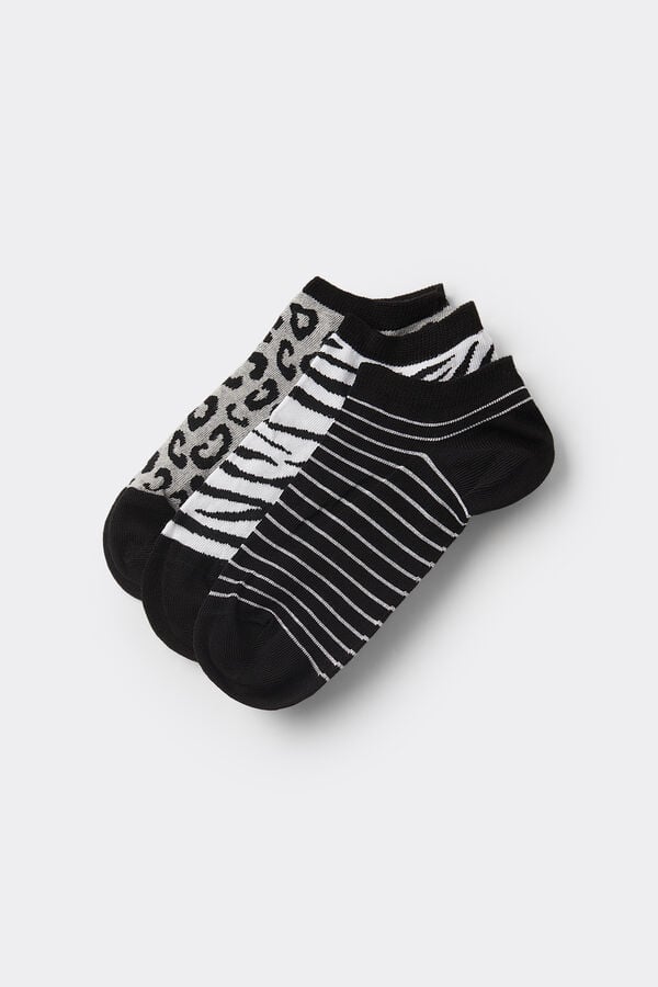 Tezenis 3 Pares de Calcetines Tobilleros de Algodón Estampados para Mujer