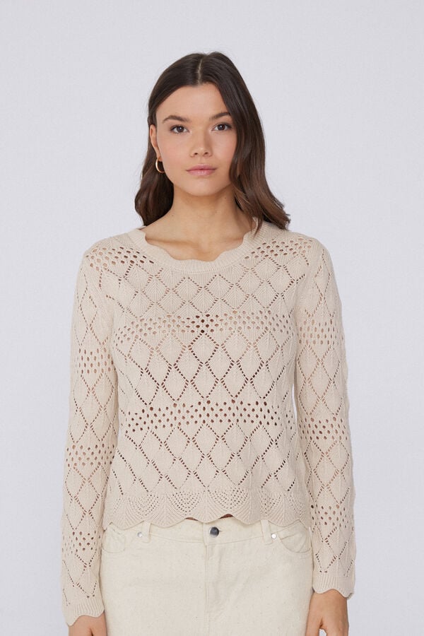 Tezenis Jersey de Manga Larga Perforado de Crochet