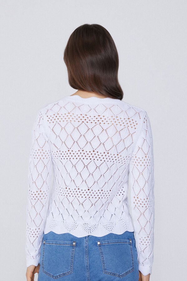 Tezenis Cárdigan de Manga Larga Perforado de Crochet Outlet