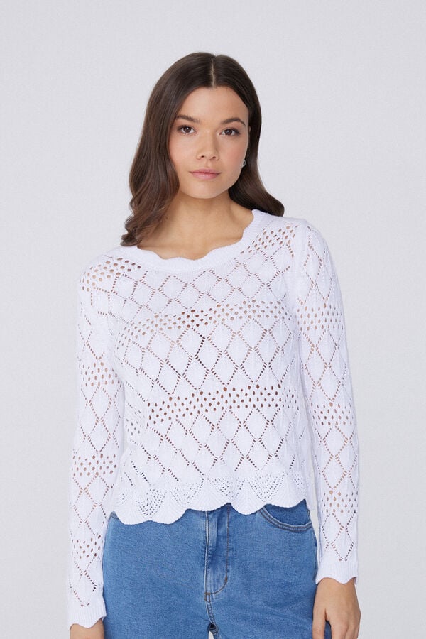 Tezenis Jersey de Manga Larga Perforado de Crochet