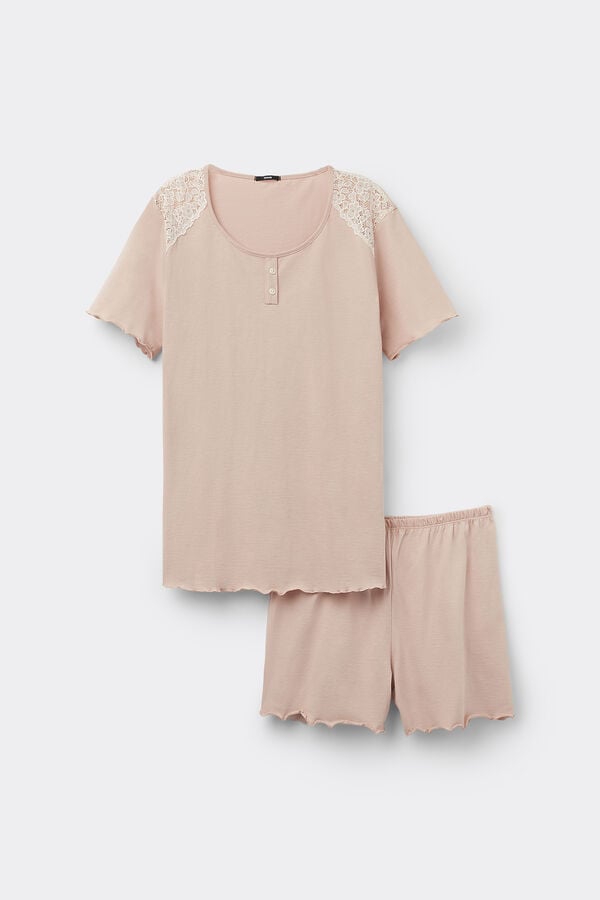Tezenis Pijama Corto Media Manga de Algodón Delicate Touch Descuento