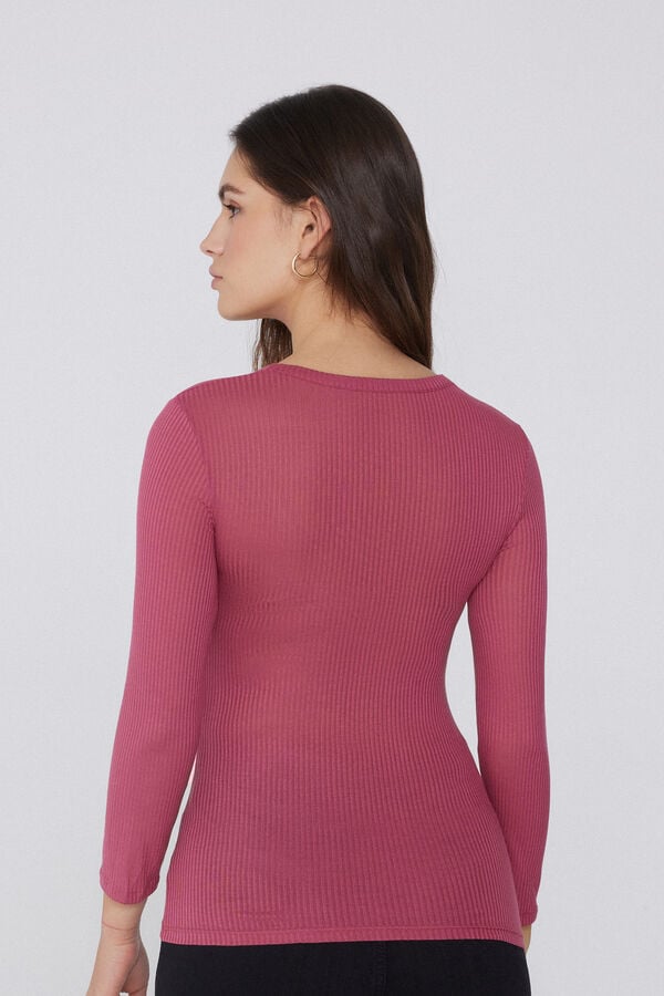 Tezenis Camiseta Manga Tres Cuartos Escote Pico Viscosa Canalé Rebajas online