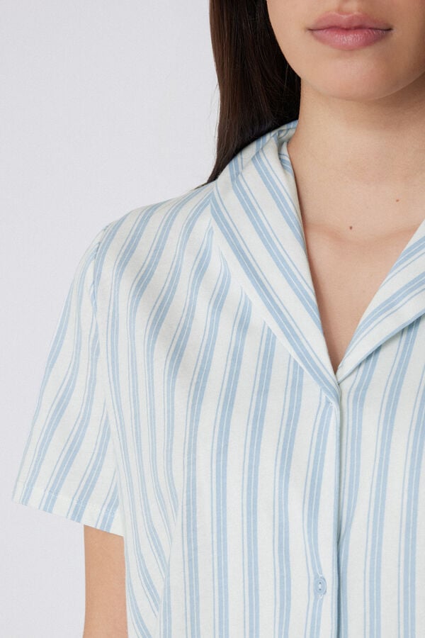 Tezenis Camisón Media Manga Abierta Algodón Rayas Ofertas de temporada