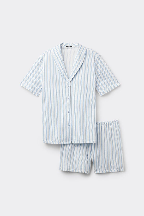 Tezenis Pijama Corto Abierto Media Manga Algodón Rayas Ofertas especiales