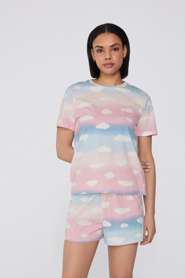 Tezenis Pijama Corto Manga Corta Algodón Estampado Nubes