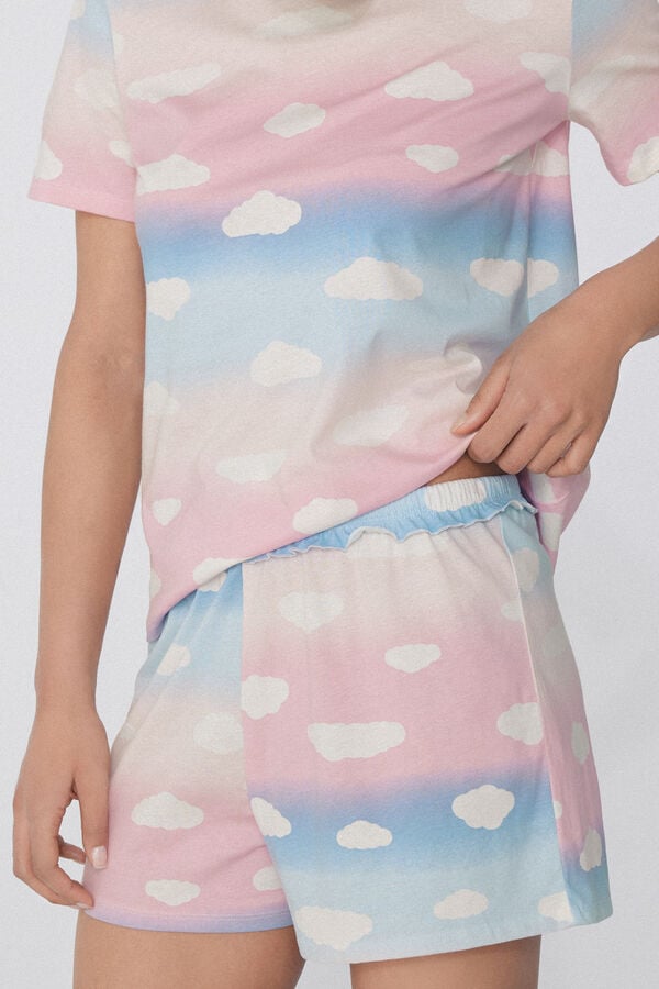 Tezenis Pijama Corto Manga Corta Algodón Estampado Nubes Rebajas de fin de temporada