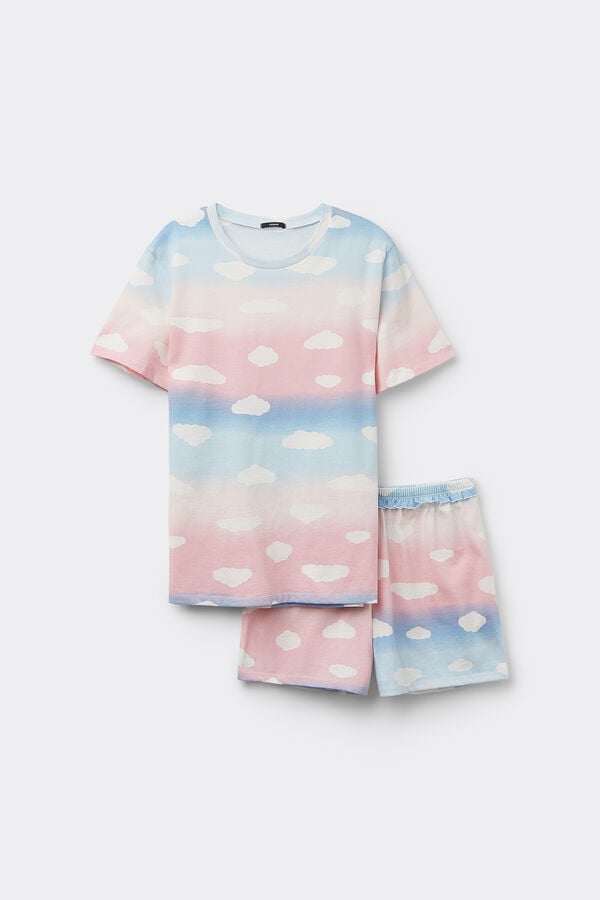 Tezenis Pijama Corto Manga Corta Algodón Estampado Nubes Rebajas de fin de temporada