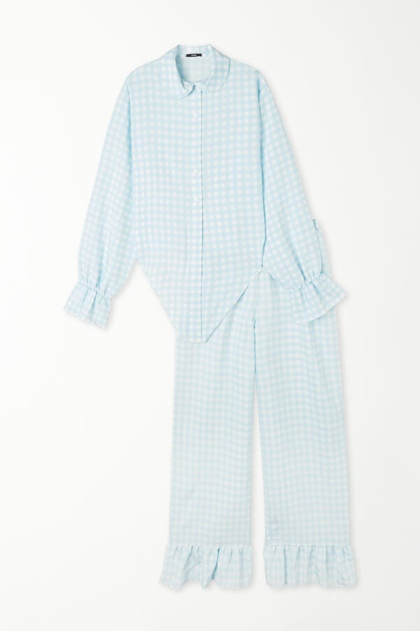 Tezenis Pijama Largo Abierto de Tela con Volante Precio ultrabajo