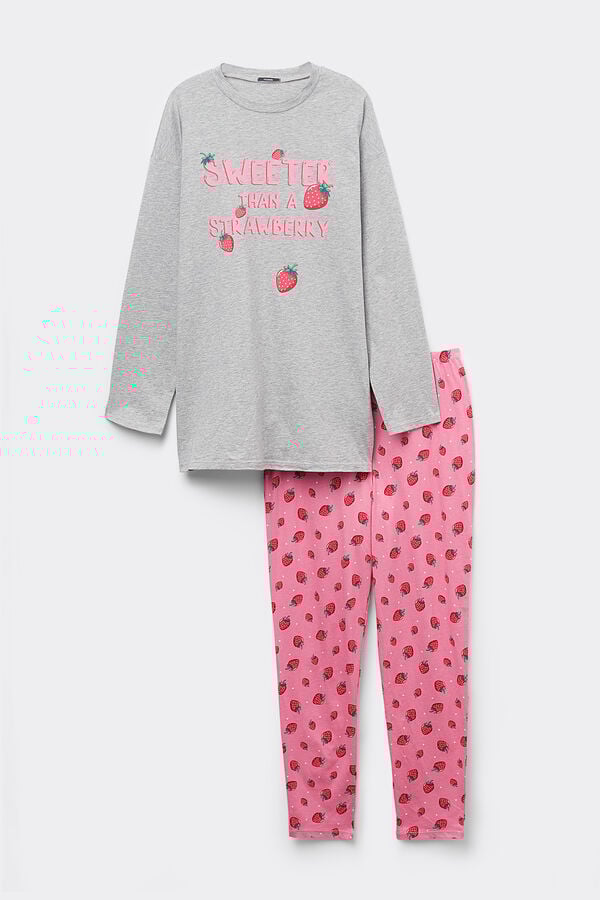 Tezenis Pijama Largo de Algodón con Estampado Fresa Gran oferta