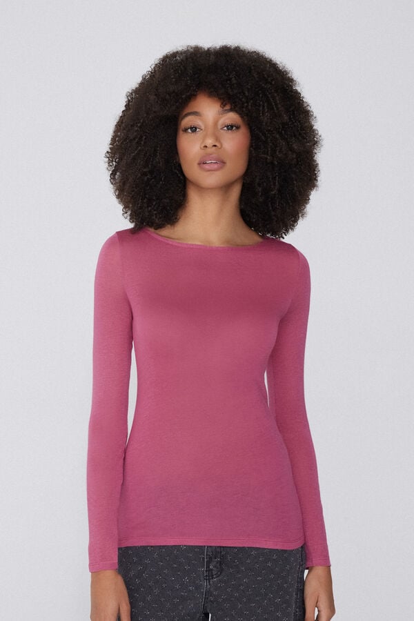 Tezenis Camiseta con Cuello de Barco de Viscosa y Lana Merino
