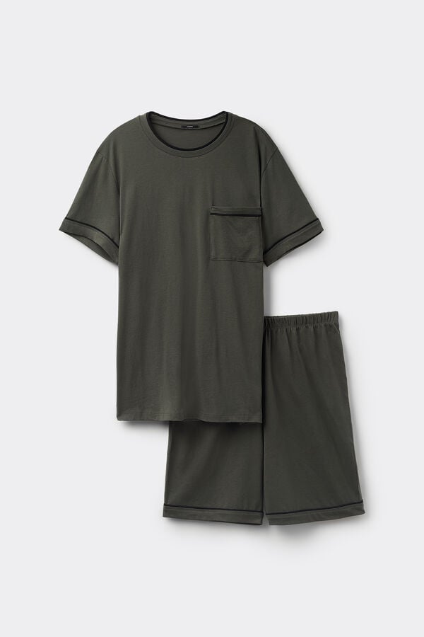 Tezenis Pijama Corto de Algodón con Ribete y Bolsillo En oferta