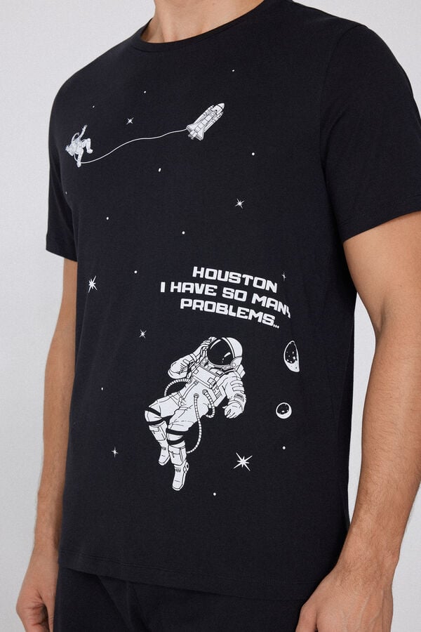 Tezenis Pijama Corto Hombre Media Manga Algodón Estampado Houston Rebajas de fábrica
