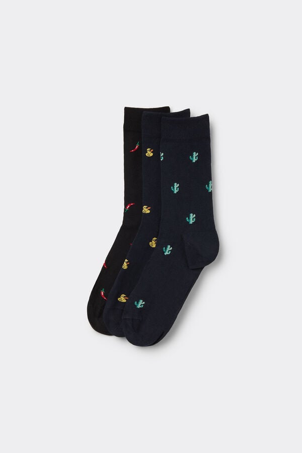 Tezenis 3 Pares Calcetines Cortos Algodón sin Borde Estampado Hombre