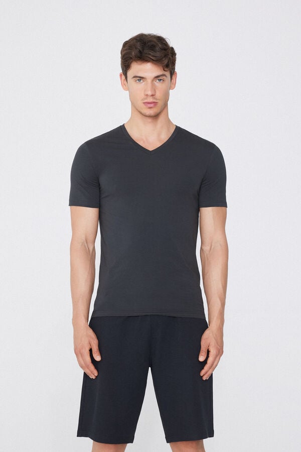 Tezenis Camiseta Escote Pico Algodón Elástico