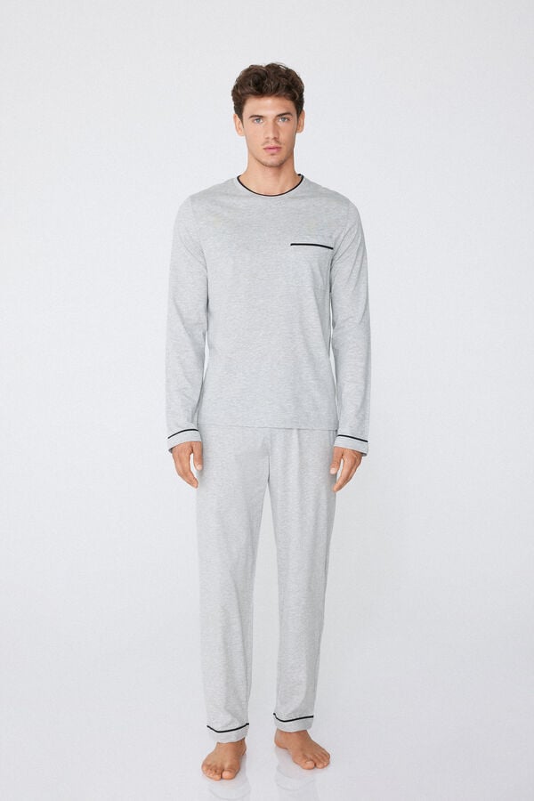 Tezenis Pijama Largo de Algodón con Ribetes para Hombre Liquidación