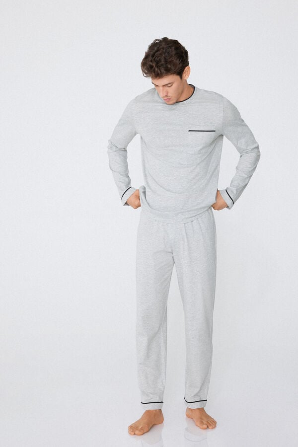 Tezenis Pijama Largo de Algodón con Ribetes para Hombre Liquidación