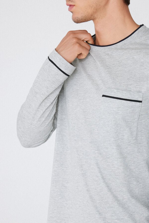 Tezenis Pijama Largo de Algodón con Ribetes para Hombre Liquidación