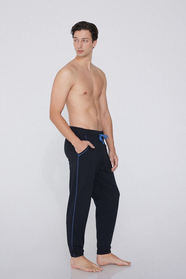 Tezenis Pantalón Largo de Algodón con Costuras en Contraste Precio de fábrica