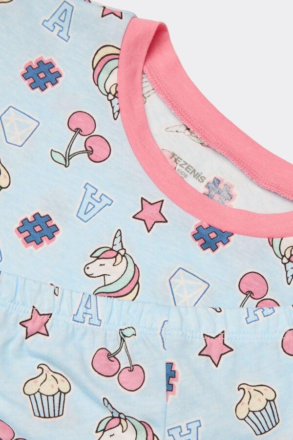 Tezenis Pijama Corto Manga Corta Algodón Stickers Niña Ofertas especiales