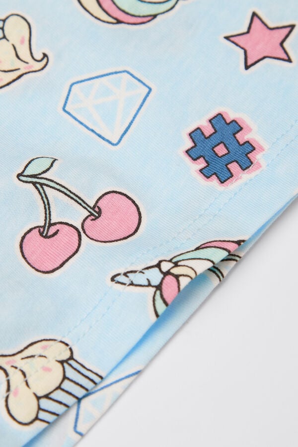 Tezenis Pijama Corto Manga Corta Algodón Stickers Niña Ofertas especiales