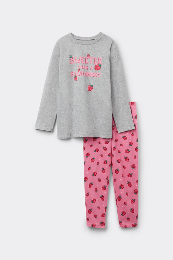 Tezenis Pijama Largo de Algodón con Estampado Fresa Niña En línea