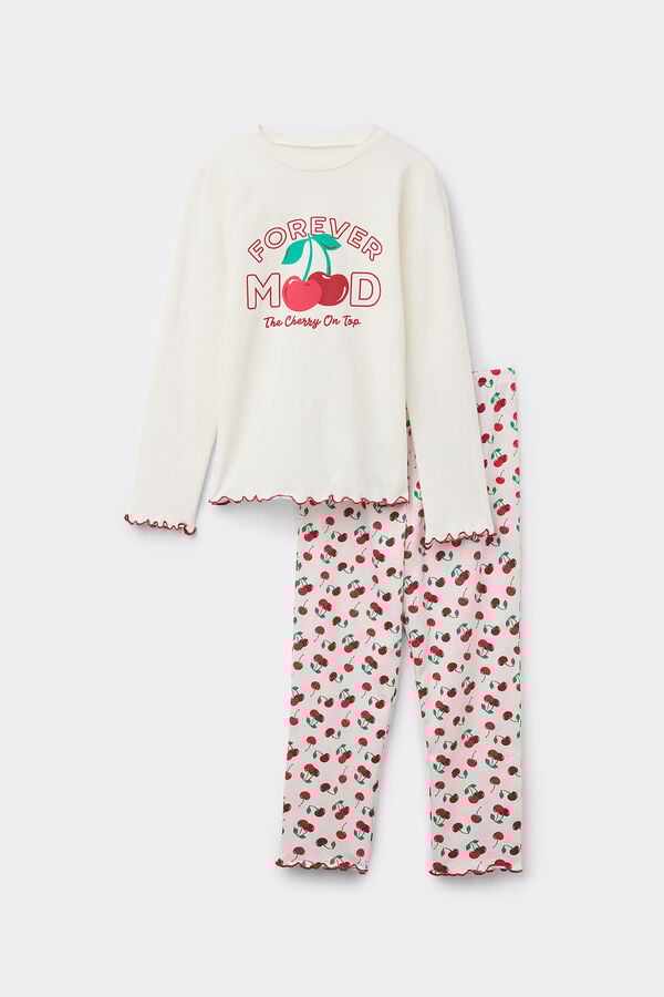 Tezenis Pijama Largo de Algodón Estampado Cerezas Niña Outlet