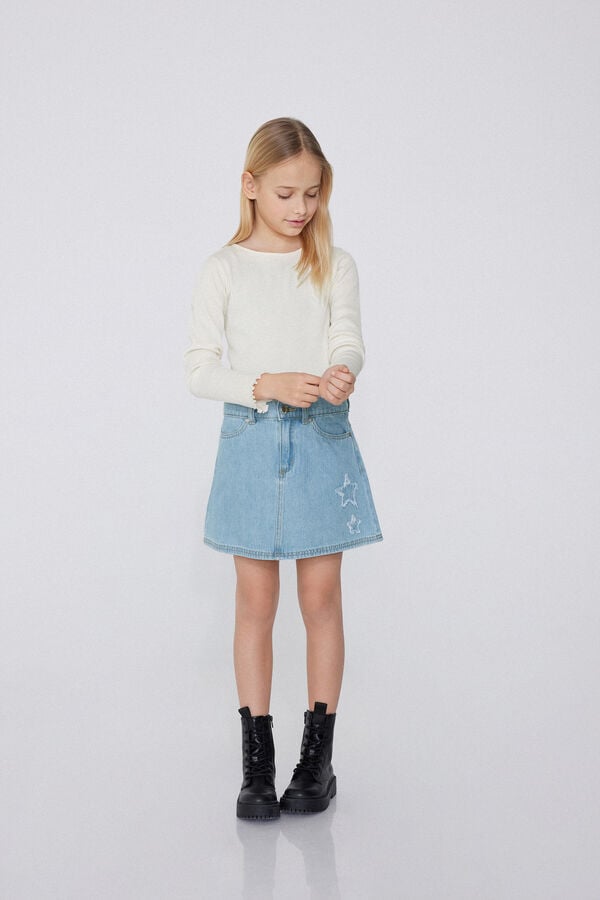 Tezenis Minifalda Denim con Parche de Estrella Niña Oferta exclusiva