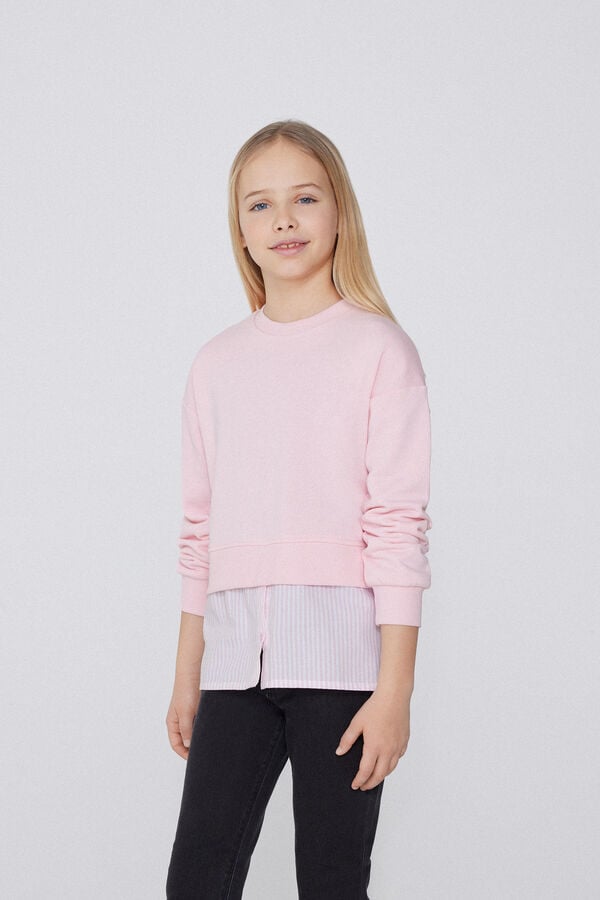 Tezenis Sudadera de Manga Larga en Algodón Efecto Camisa Niña Última moda