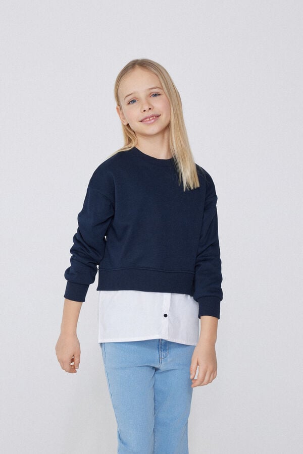Tezenis Sudadera de Manga Larga en Algodón Efecto Camisa Niña Ofertas especiales