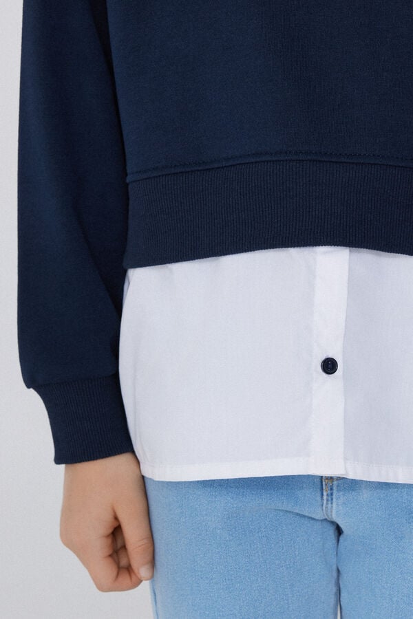 Tezenis Sudadera de Manga Larga en Algodón Efecto Camisa Niña Ofertas especiales