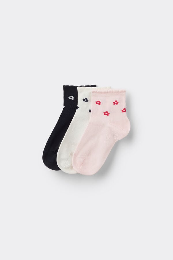 Tezenis 3 Pares Calcetines Cortos Algodón Estampado Ondas Niña