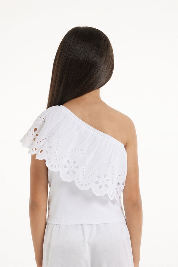 Tezenis Top de Hombro Descubierto de Algodón con Volante Sangallo En oferta
