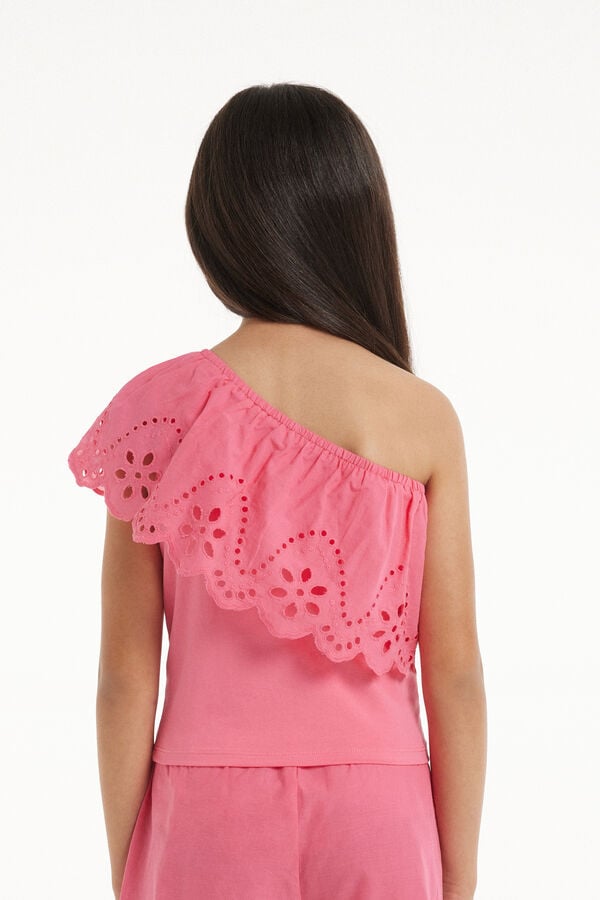 Tezenis Top de Hombro Descubierto de Algodón con Volante Sangallo Libre de impuestos