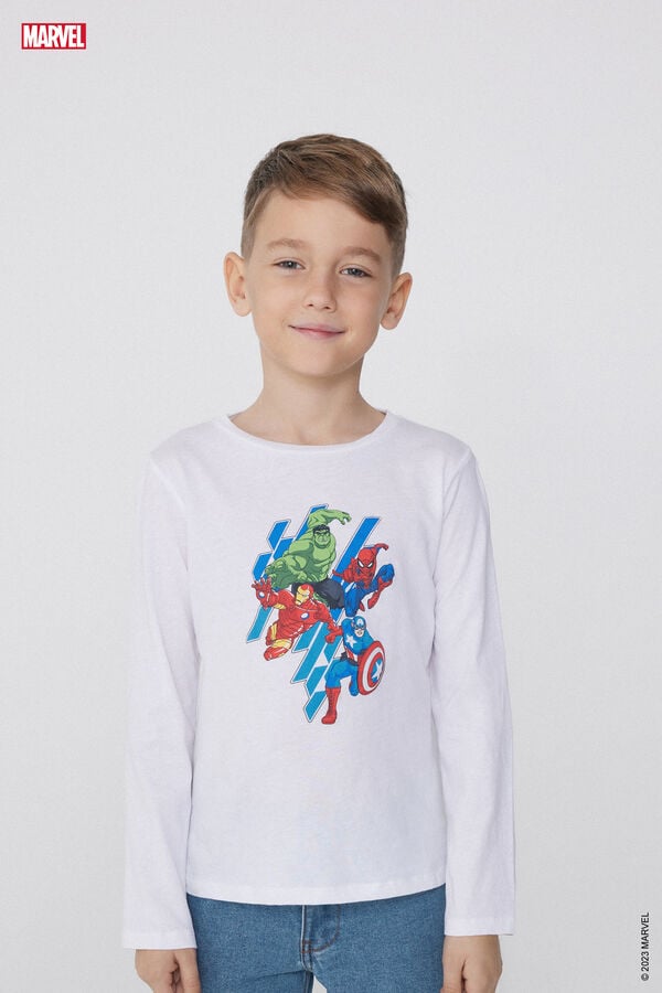 Tezenis Camiseta de Algodón de Manga Larga con Estampado Avengers Solo hoy